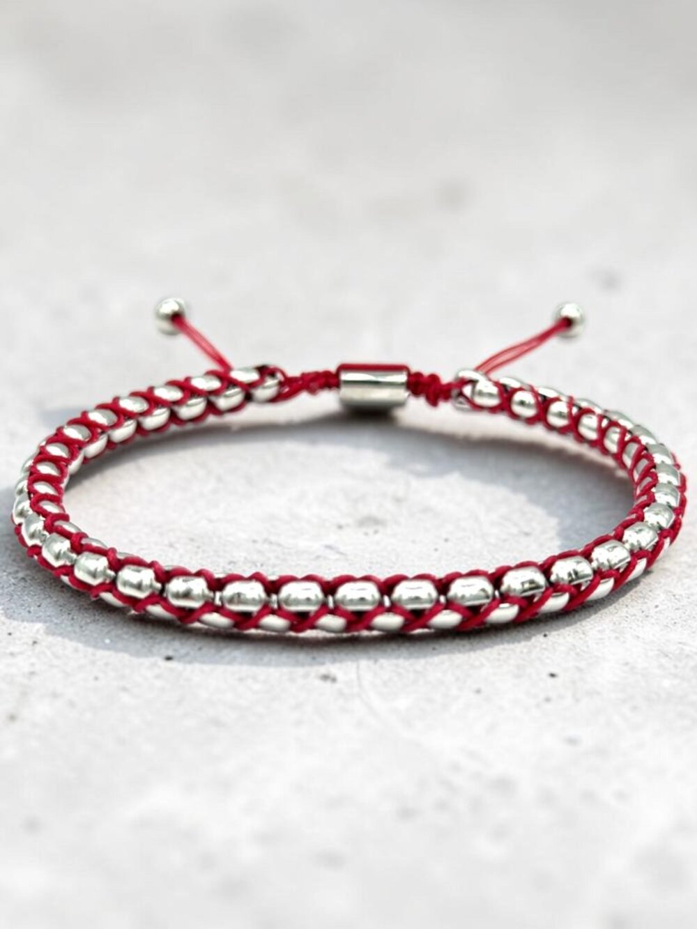 So Chic Gent's Stainless Steel and Red Cord Bolo Bracelet